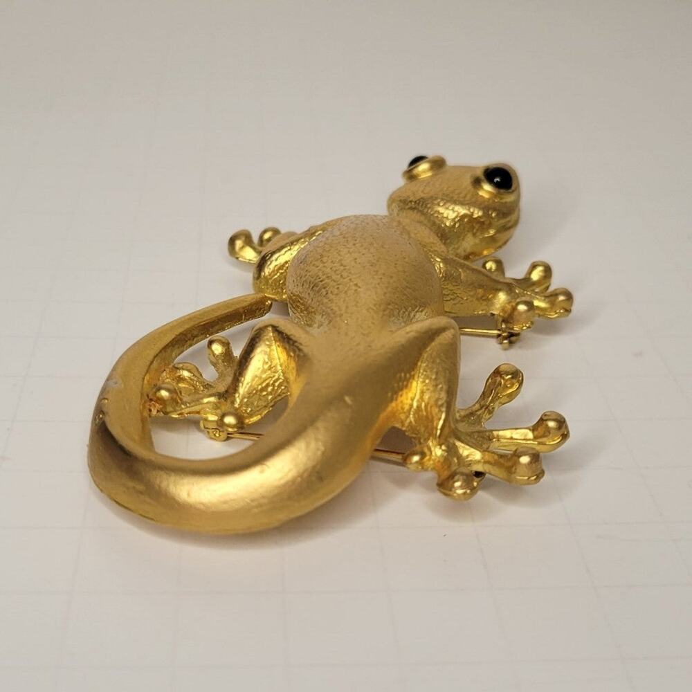 VintageVintage Gold Tone Gecko Lizard Brooch - Picture 8 of 12